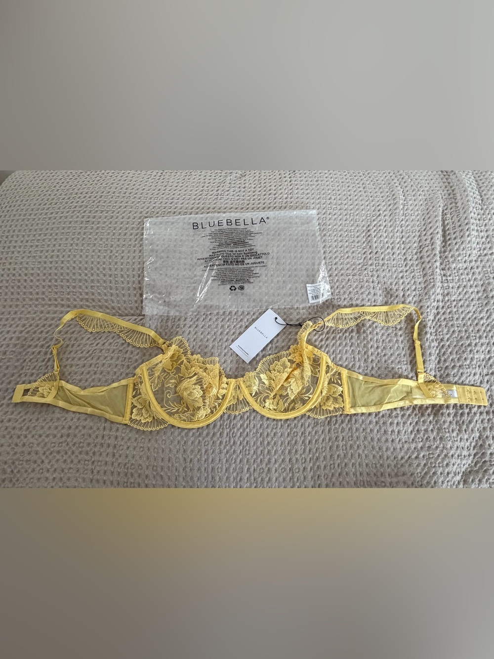 Bluebella Yellow Floral Embroidered Sheer Underwire Bra